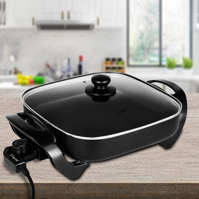 Caynel 12 Inch Nonstick Electric Skillet with Glass Lid Wayfair